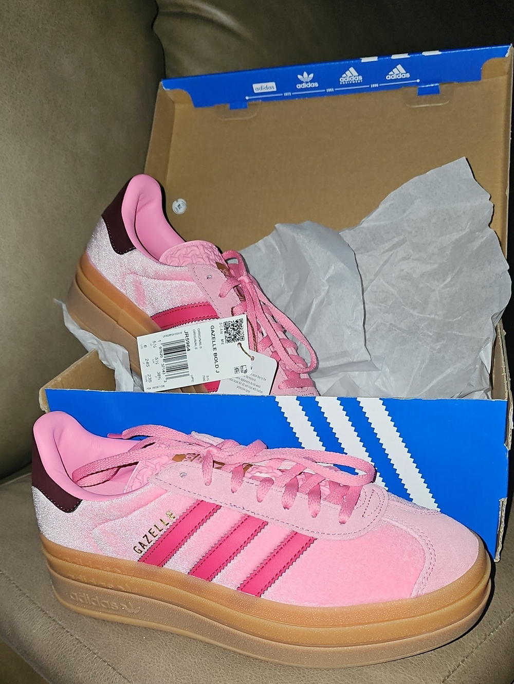 adidas Gazelle Women’s Pink Suede Sneakers with Gum Platform